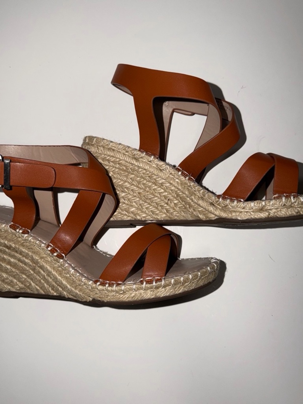 Charles David Tan Brown Espadrille Wedge Sandals